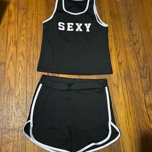 Black Bike Shorts with White Trim - Sexy Graphic